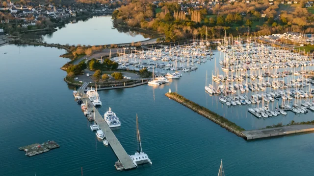 Aerial view of Port La Forêt in winter