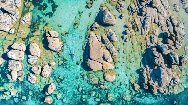 Die Felsen der Pointe de Mousterlin in Fouesnant