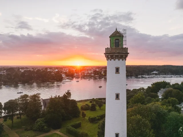 Sunset over the Pyramide lighthouse in Bénodet