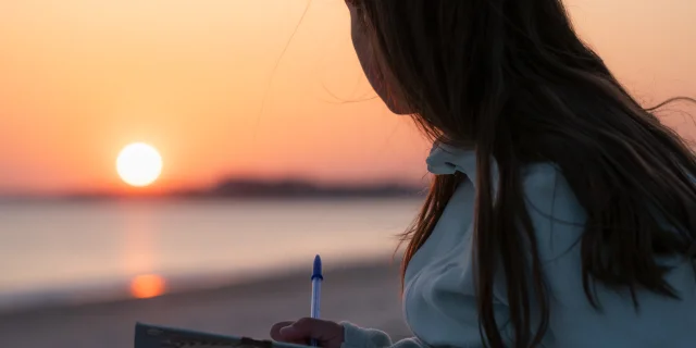 Sonnenuntergang am Strand von Mousterlin