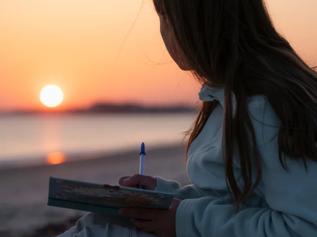 Sonnenuntergang am Strand von Mousterlin