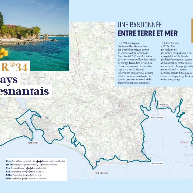 Tracé du GR34 en Riviera Bretonne