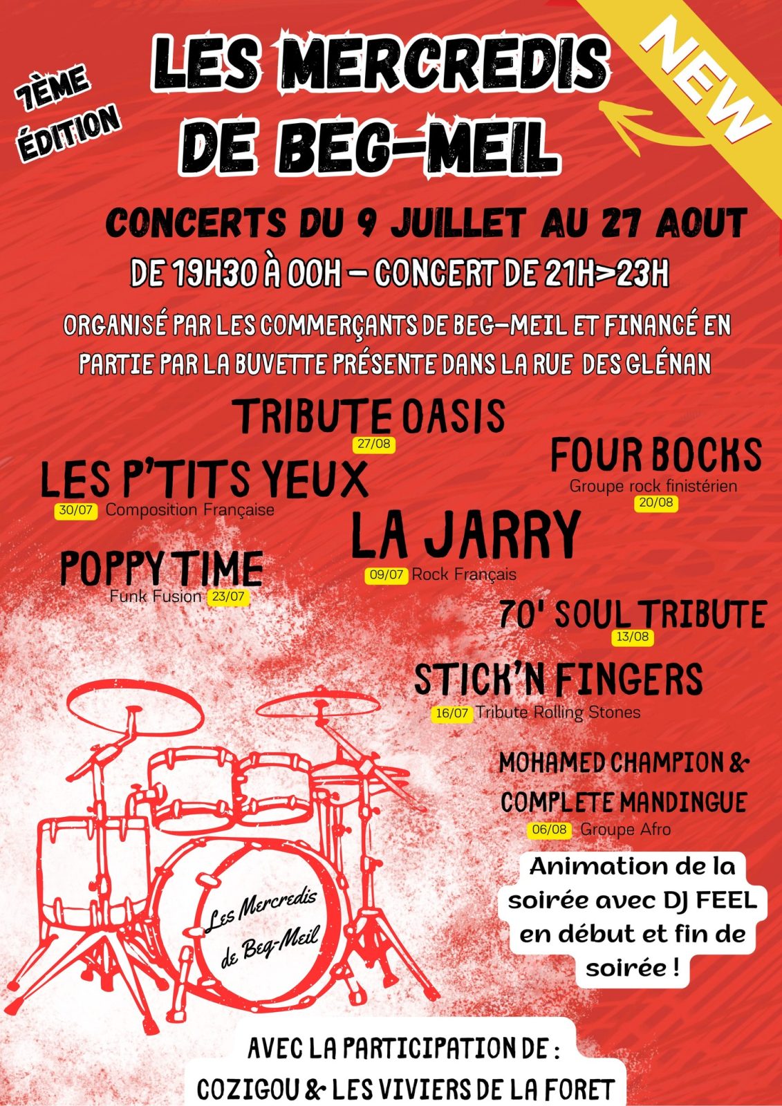 affiche mercredis de beg-meil avec groupes